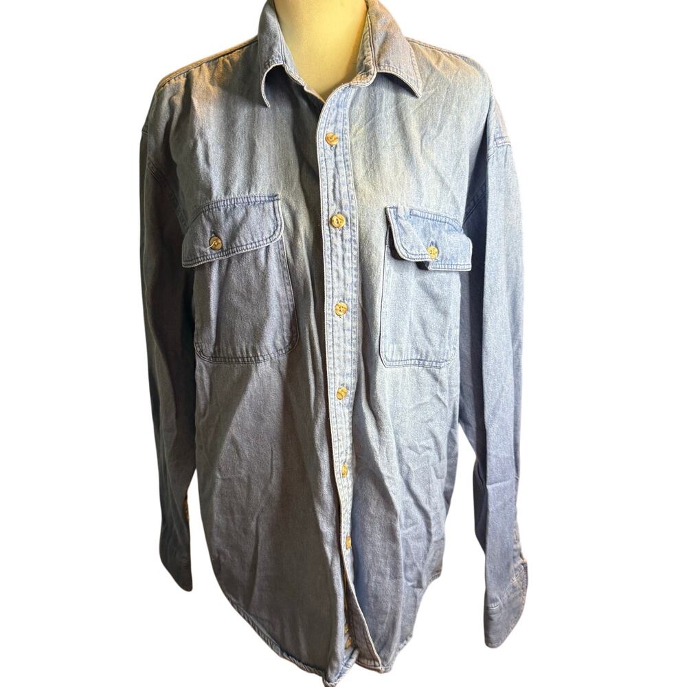 Mickey Inc Vintage Denim Shirt, Embroidered Disney Characters, USA Made, Medium